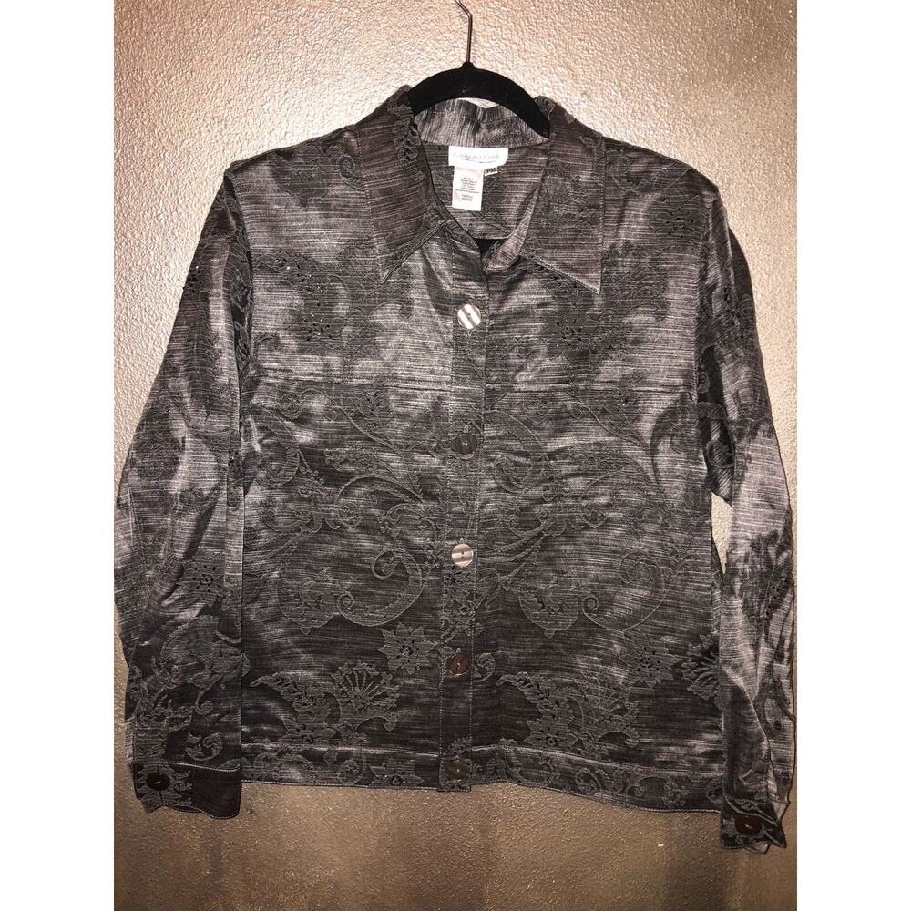 Coldwater Creek Mob Wife Artsy Goth Edgy Grunge Jacquard Beaded Paisley Jacket